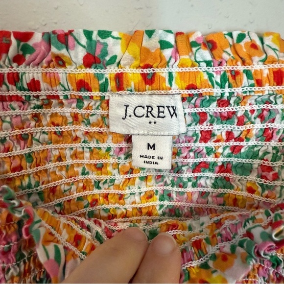 J Crew Factory Smocked Tie Shoulder Colorful Floral Tank Top - Picture 6 of 9